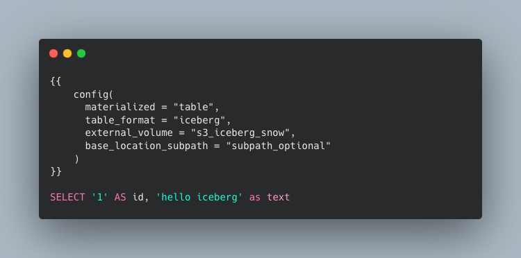 Поддержка формата таблиц Iceberg в dbt для Snowflake Поддержка формата таблиц Iceberg в dbt для Snowflake