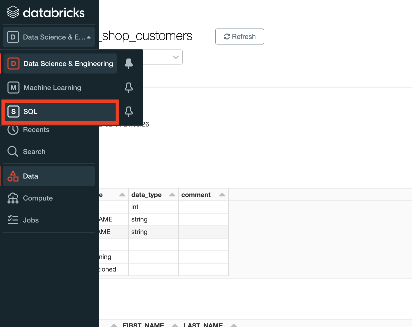 Пространство SQL Пространство SQL