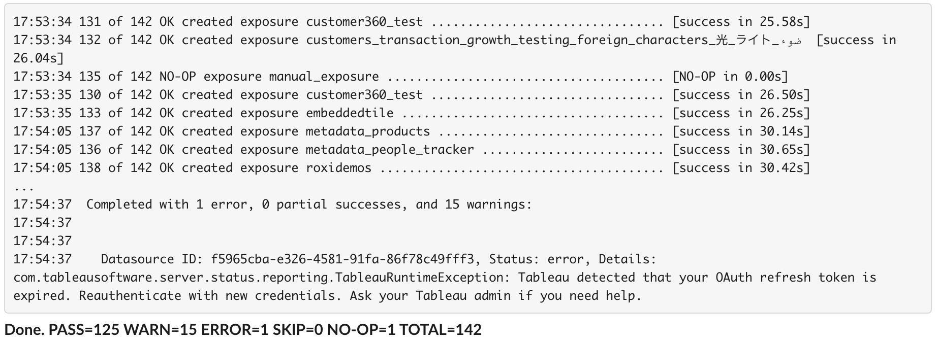 Просматривайте логи downstream exposures в логах выполнения dbt job. Просматривайте логи downstream exposures в логах выполнения dbt job.