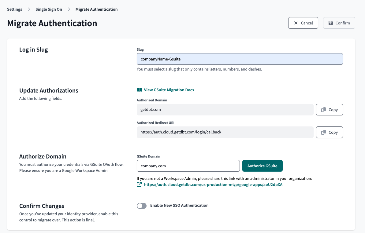 Включить новый SSO для Google Workspace Включить новый SSO для Google Workspace