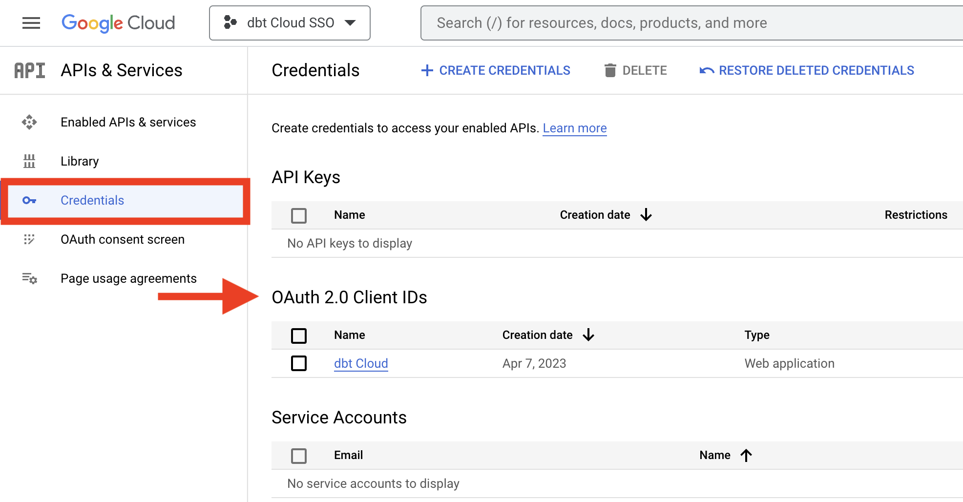 Выберите OAuth 2.0 Client ID Выберите OAuth 2.0 Client ID