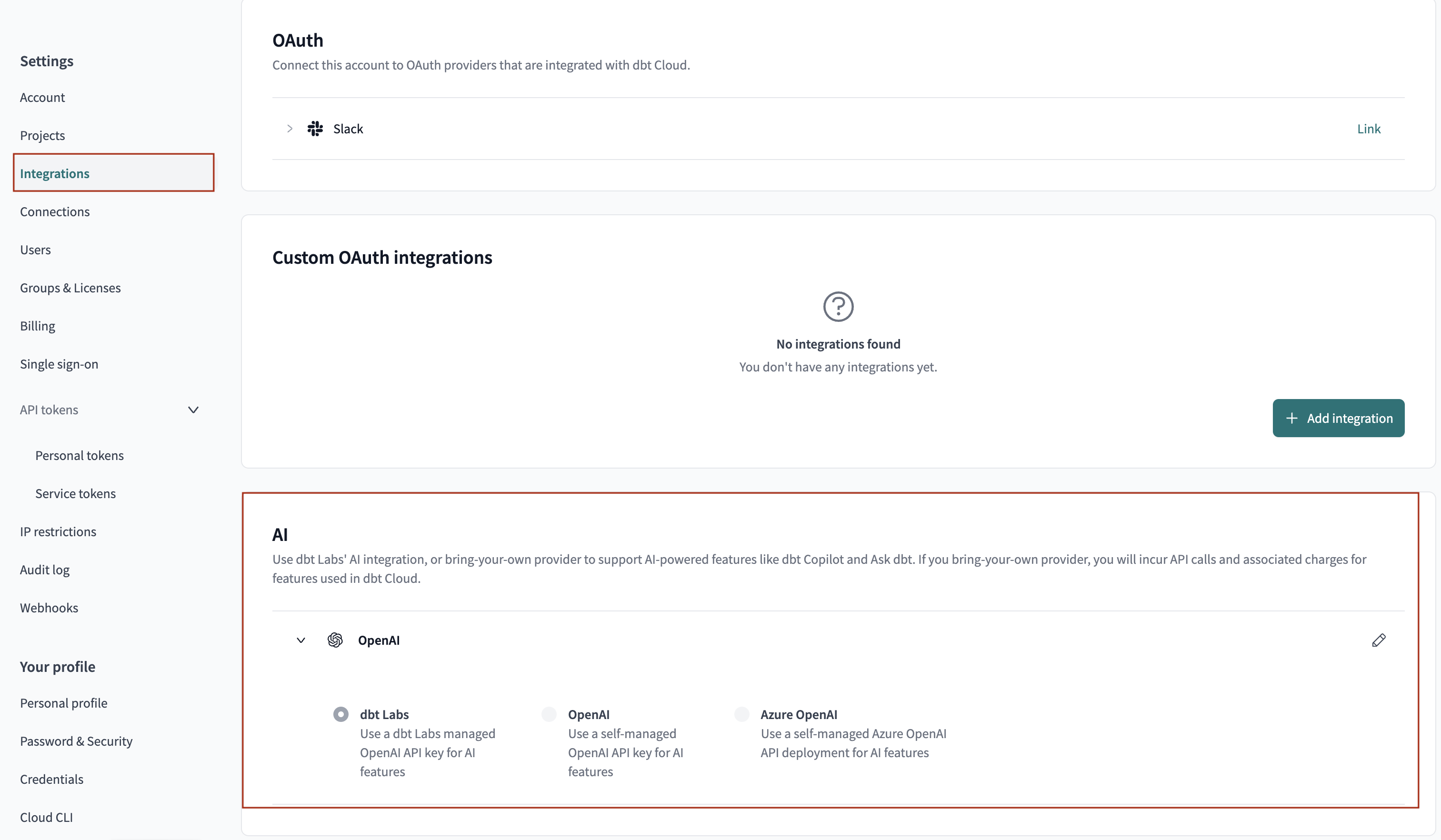 Пример страницы интеграции AI Пример страницы интеграции AI