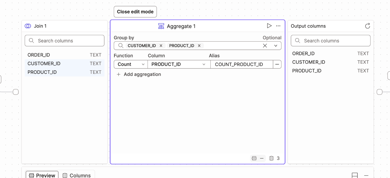 Сконфигурированный оператор агрегации.