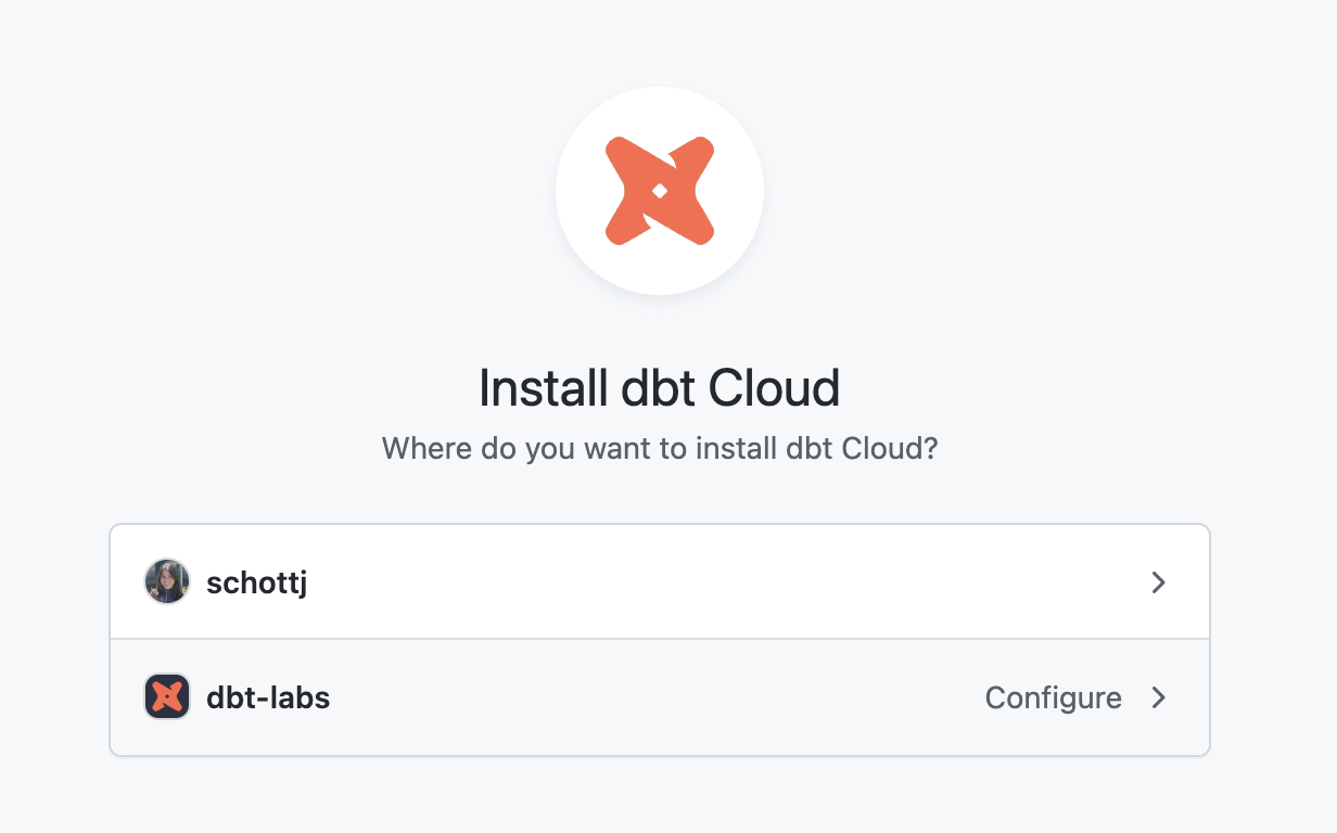Установка приложения dbt Cloud в организацию GitHub