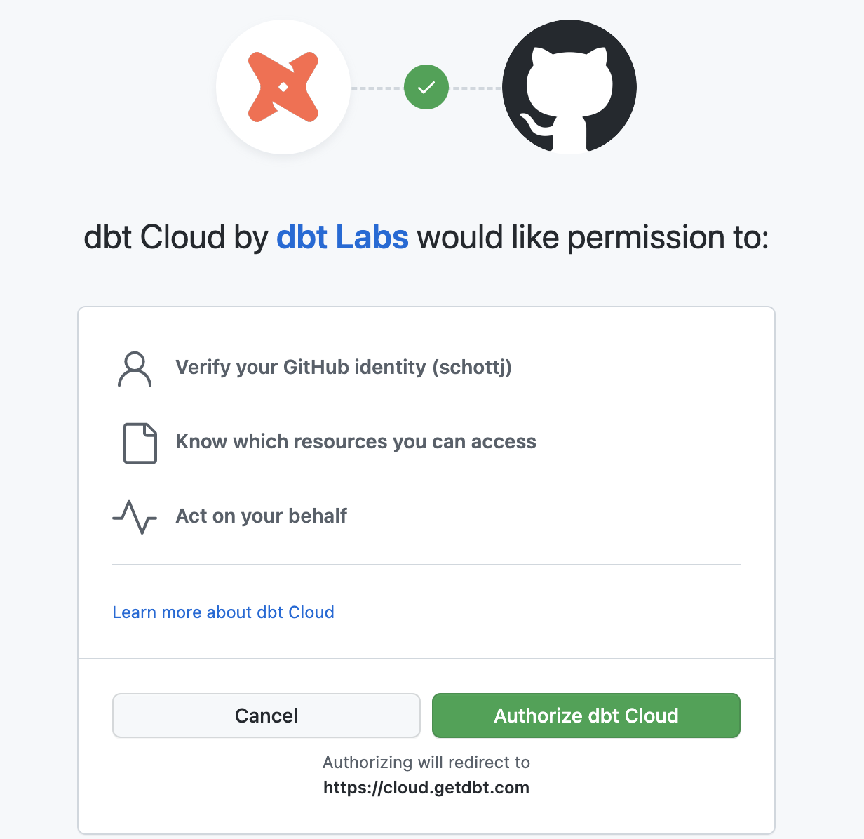 Авторизация приложения dbt Cloud для разработчиков