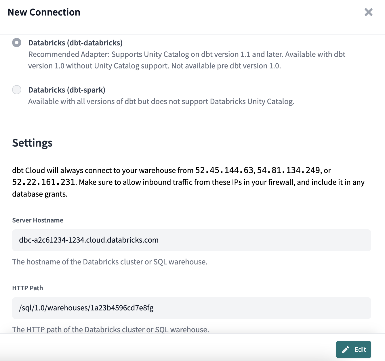 Настройка подключения к Databricks с использованием адаптера dbt-databricks