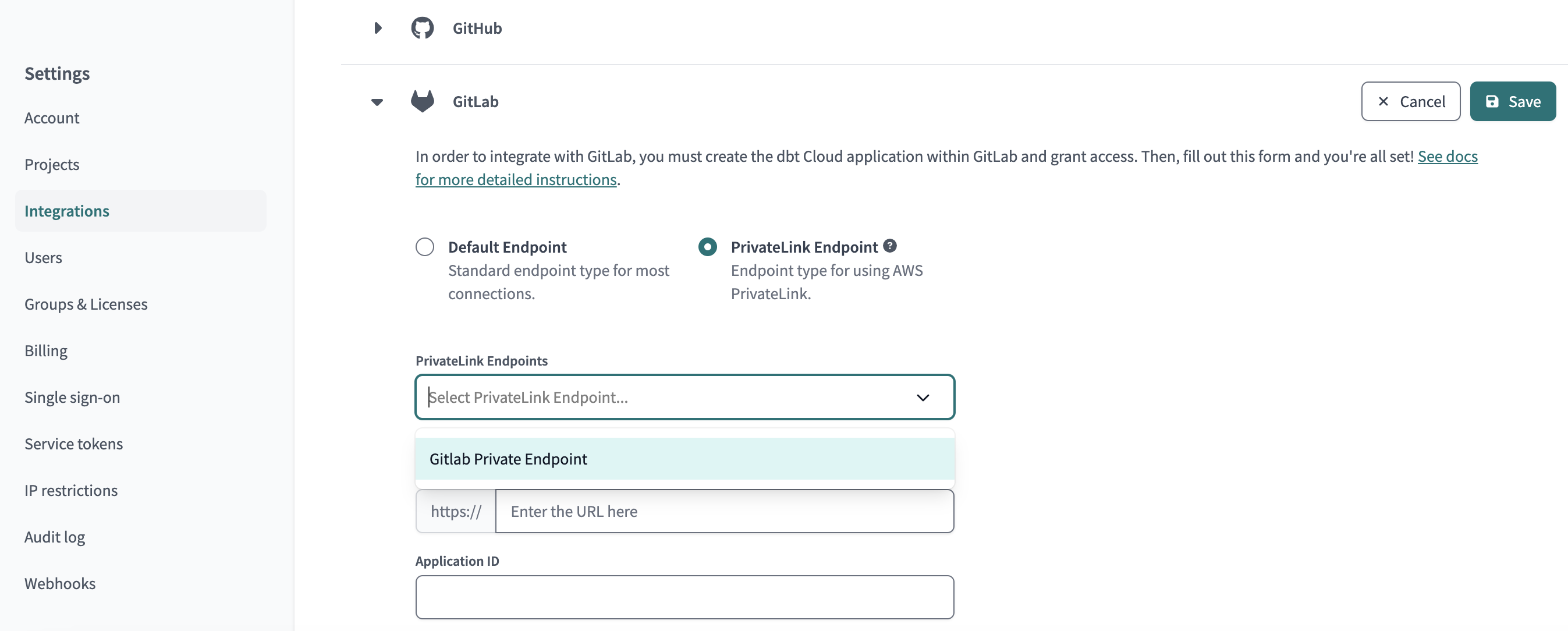 Редактирование существующей git-интеграции с PrivateLink Редактирование существующей git-интеграции с PrivateLink
