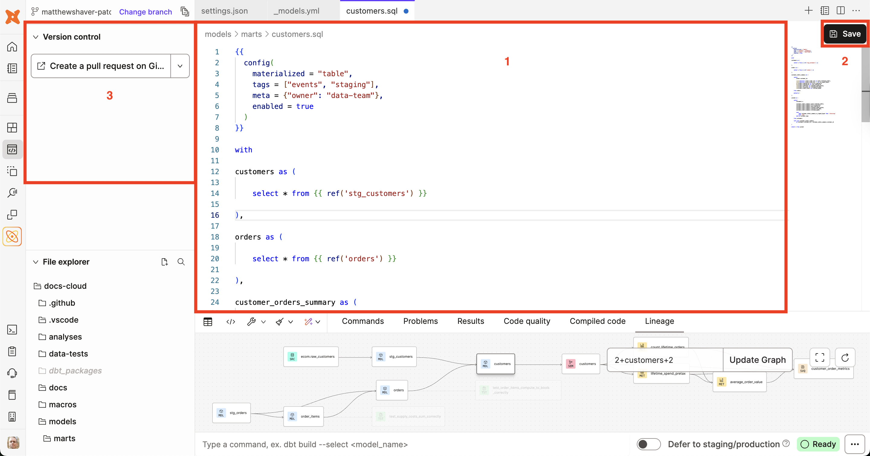 Используйте редактор файлов, раздел управления версиями и кнопку сохранения в процессе разработки Используйте редактор файлов, раздел управления версиями и кнопку сохранения в процессе разработки