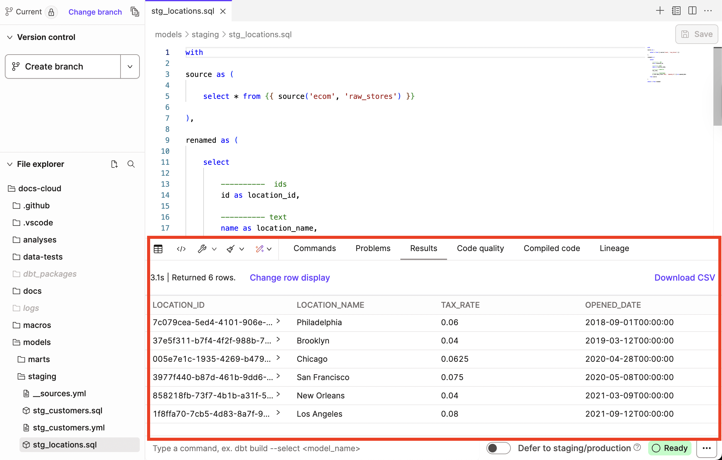 Результаты Preview отображаются во вкладке Results консоли