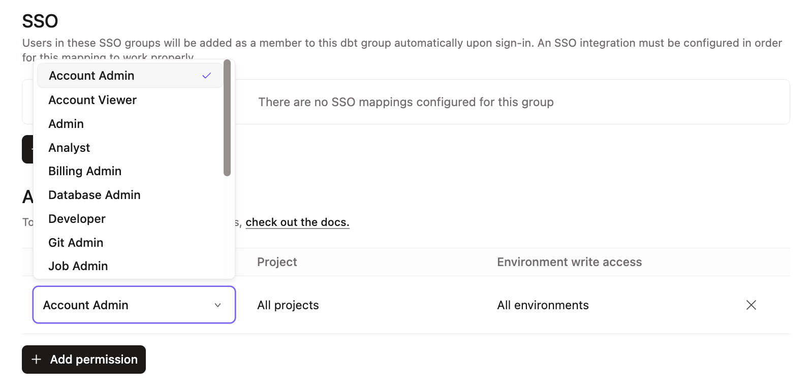 Пример выпадающего списка разрешений при редактировании существующей группы. Пример выпадающего списка разрешений при редактировании существующей группы.