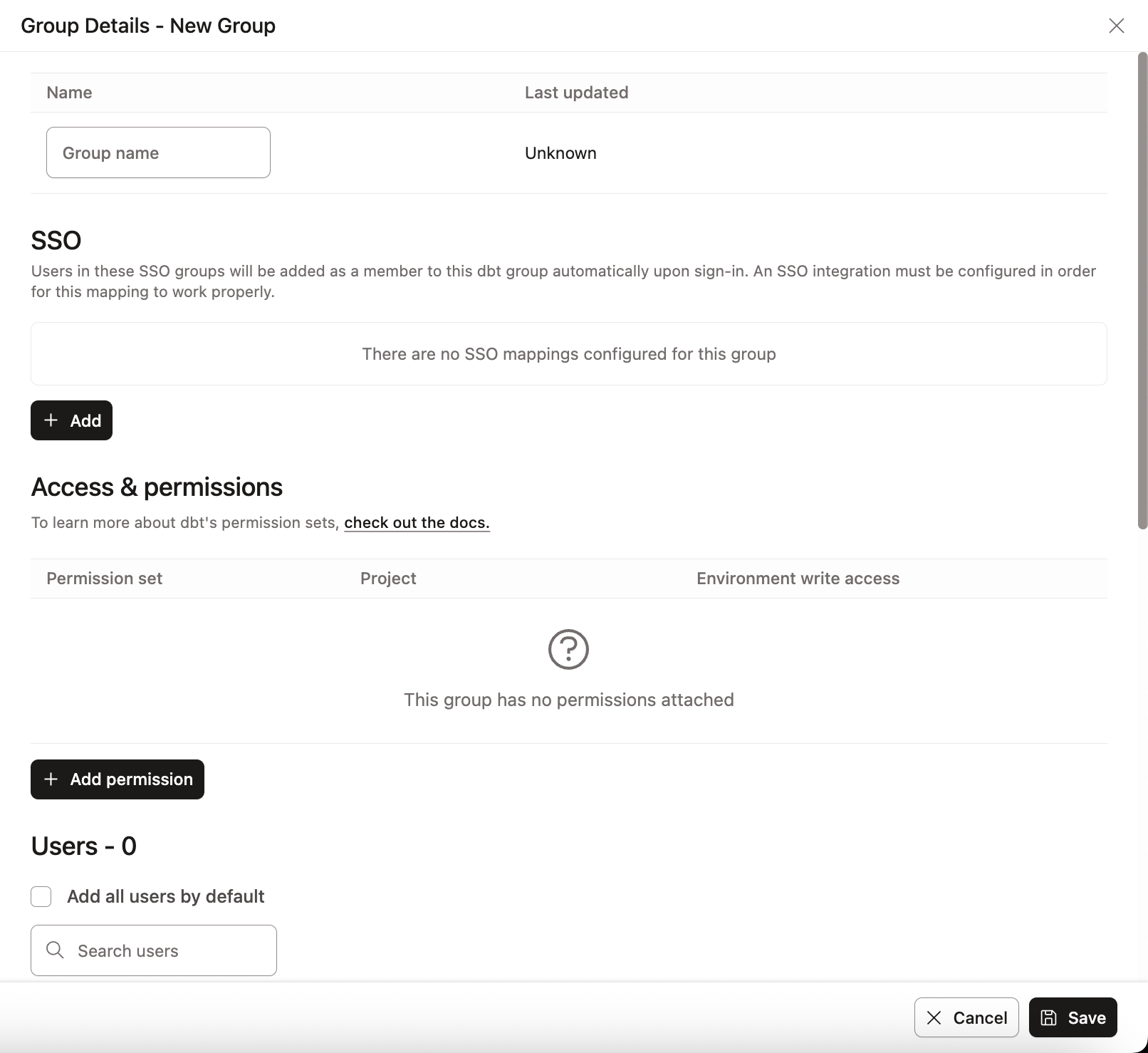 Пример панели новой группы в настройках учетной записи. Пример панели новой группы в настройках учетной записи.