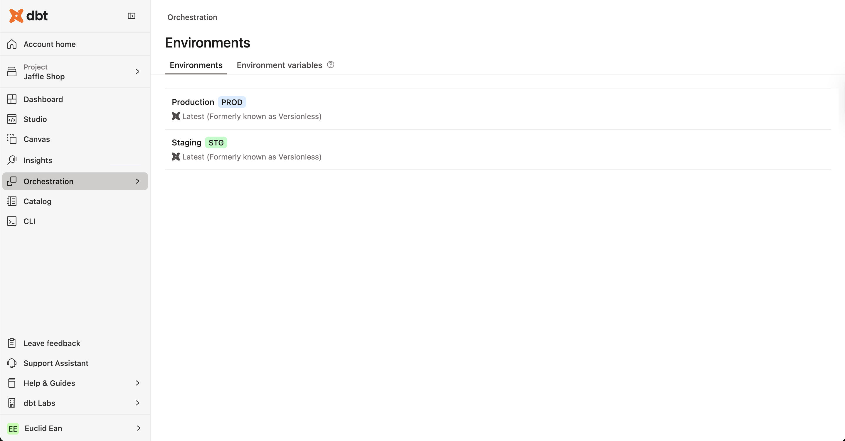 Страница оркестрации со средами. Страница оркестрации со средами.