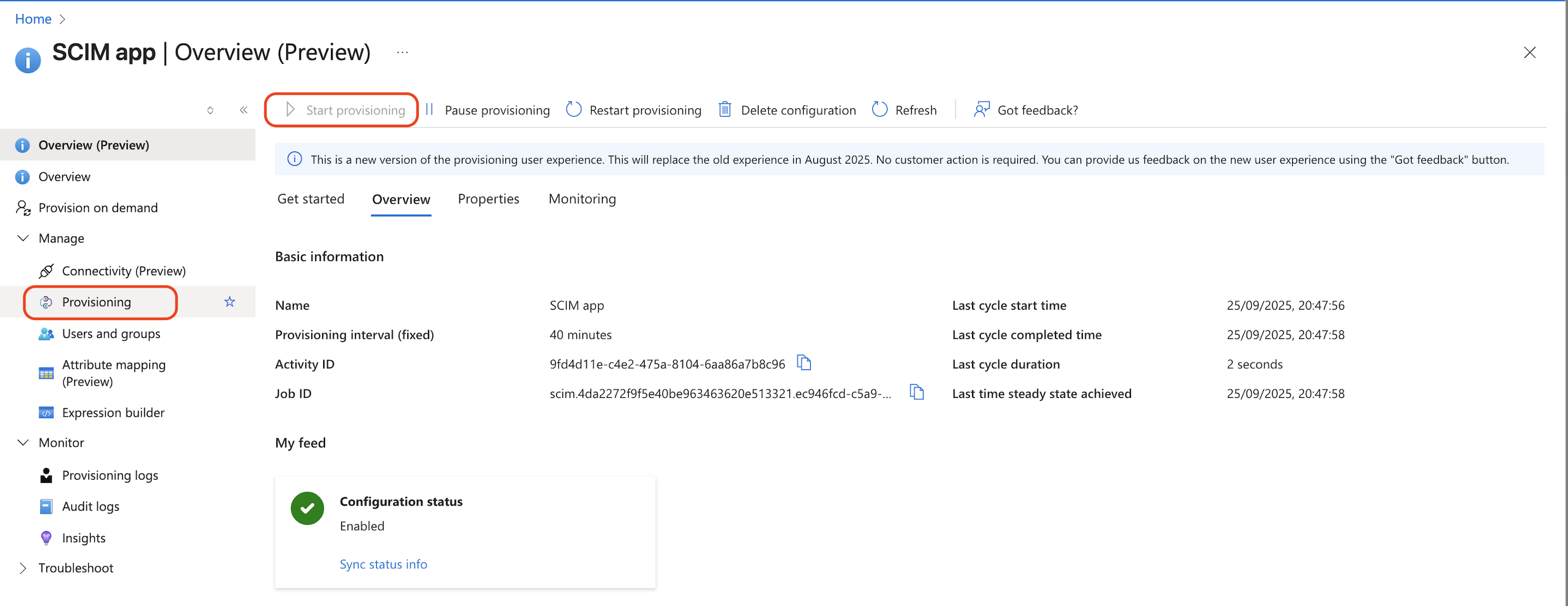 Запуск провижининга для синхронизации пользователей и групп. Запуск провижининга для синхронизации пользователей и групп.