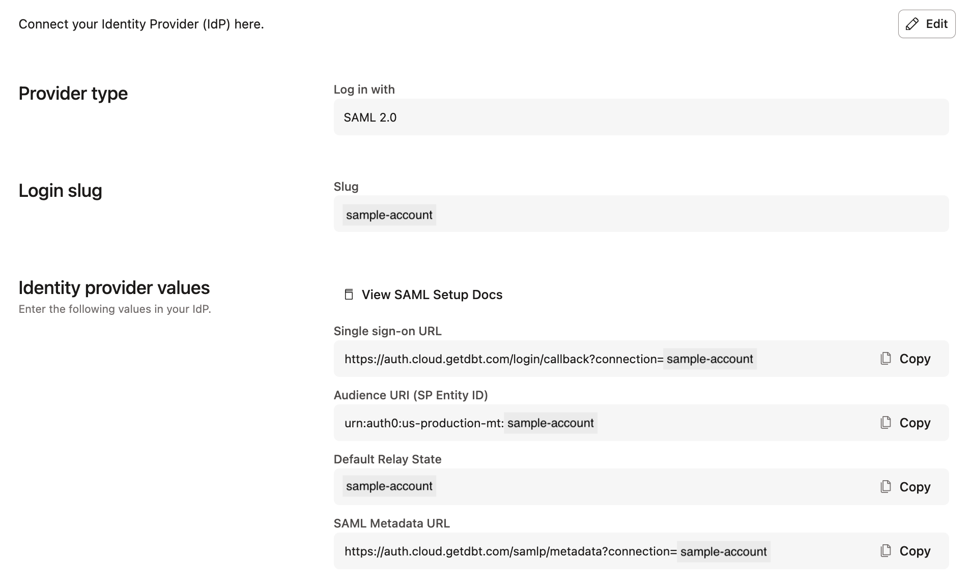 URL для входа через SSO в настройках аккаунта. URL для входа через SSO в настройках аккаунта.