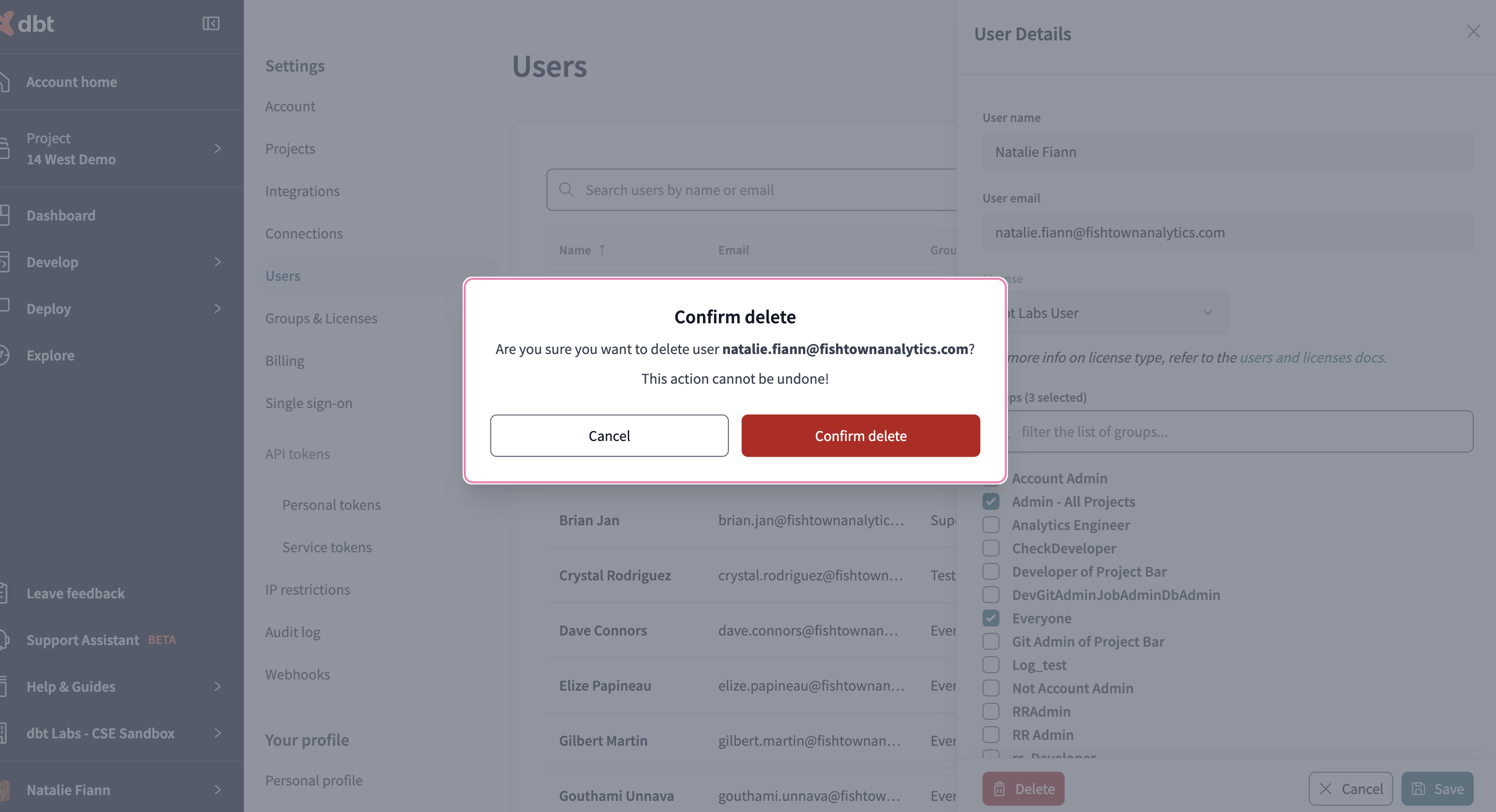 Удаление пользователя Удаление пользователя