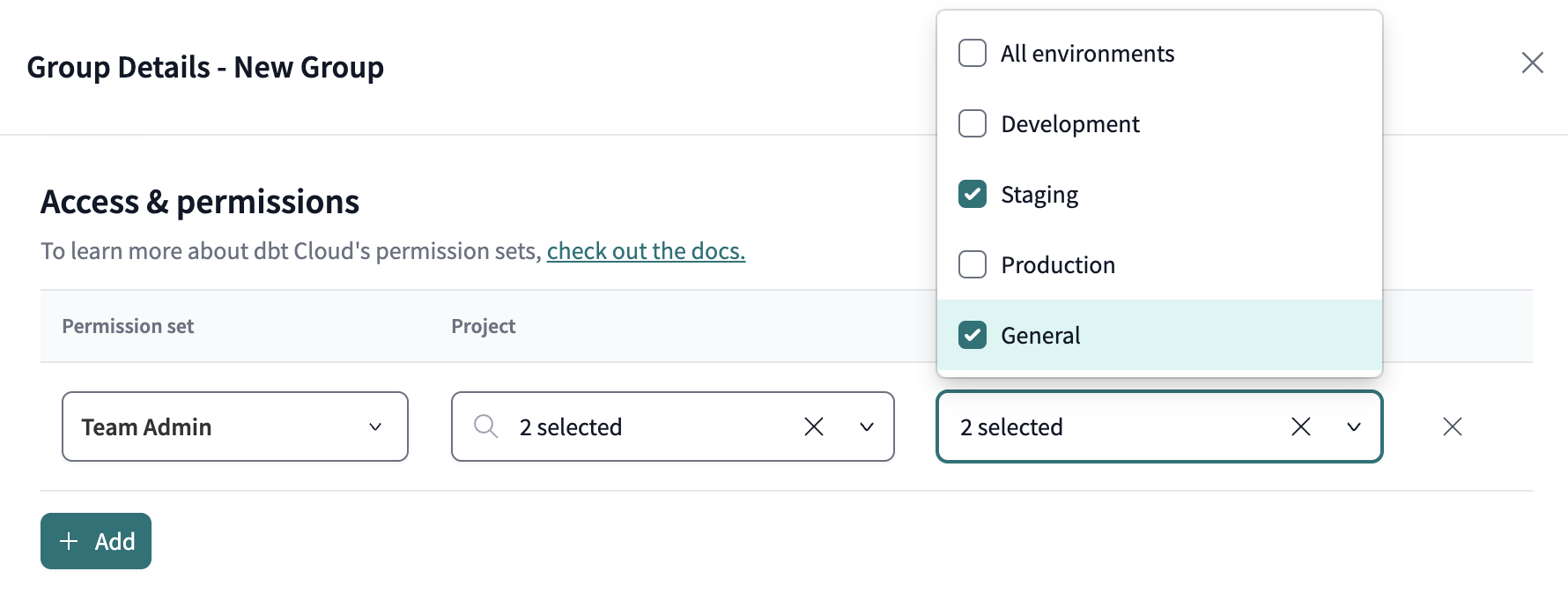 Список доступных окружений с выделенными полями Staging и General. Список доступных окружений с выделенными полями Staging и General.