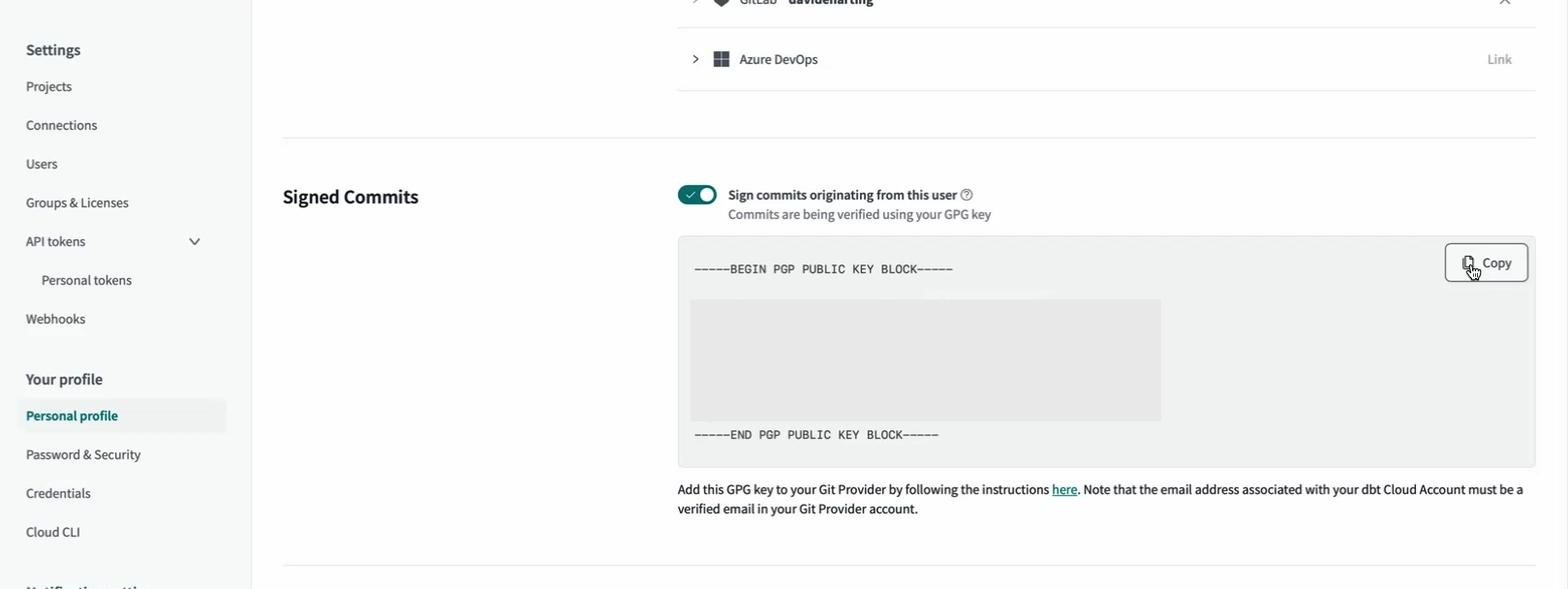 Пример настройки профиля Подписанные коммиты Пример настройки профиля Подписанные коммиты