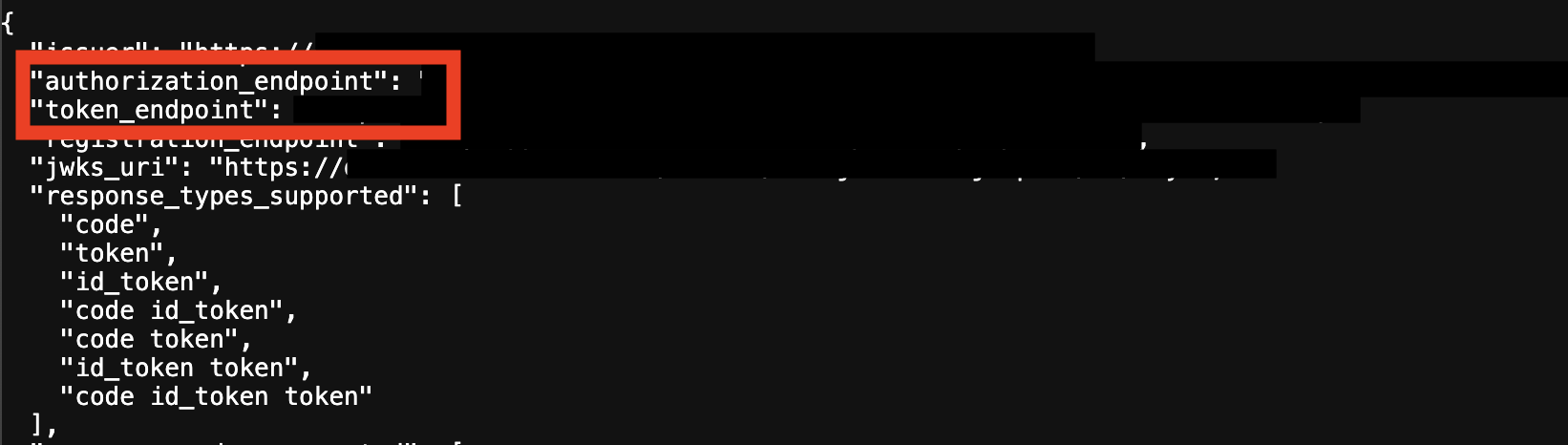 Authorize и token URLs, выделенные в metadata URI. Authorize и token URLs, выделенные в metadata URI.