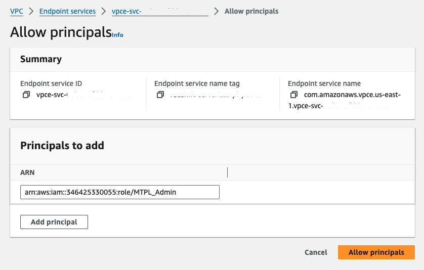 Введите ARN Введите ARN