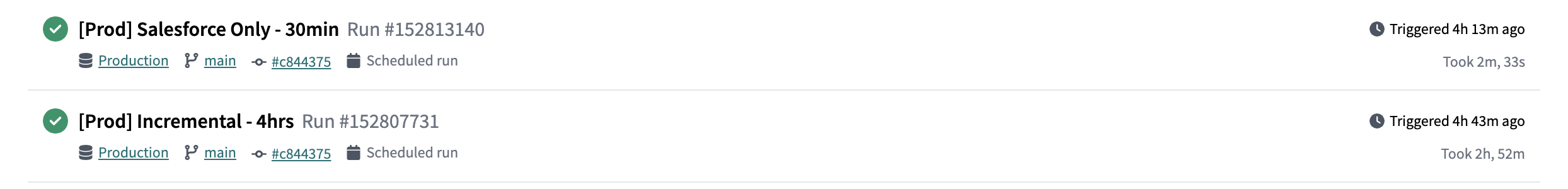 Интерфейс dbt Cloud с отображением Run History Интерфейс dbt Cloud с отображением Run History
