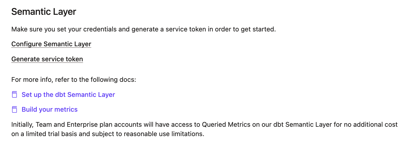 Раздел Semantic Layer на странице «Project details» Раздел Semantic Layer на странице «Project details»