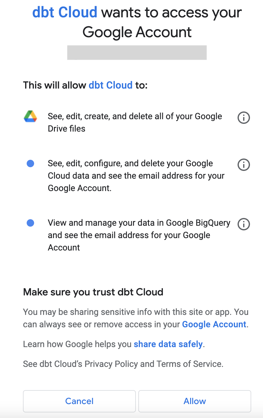 Запрос доступа BigQuery Запрос доступа BigQuery