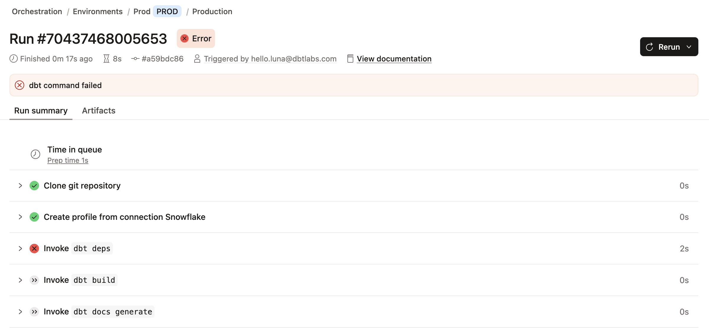 Неуспешная job с ошибкой на шаге dbt deps Неуспешная job с ошибкой на шаге dbt deps