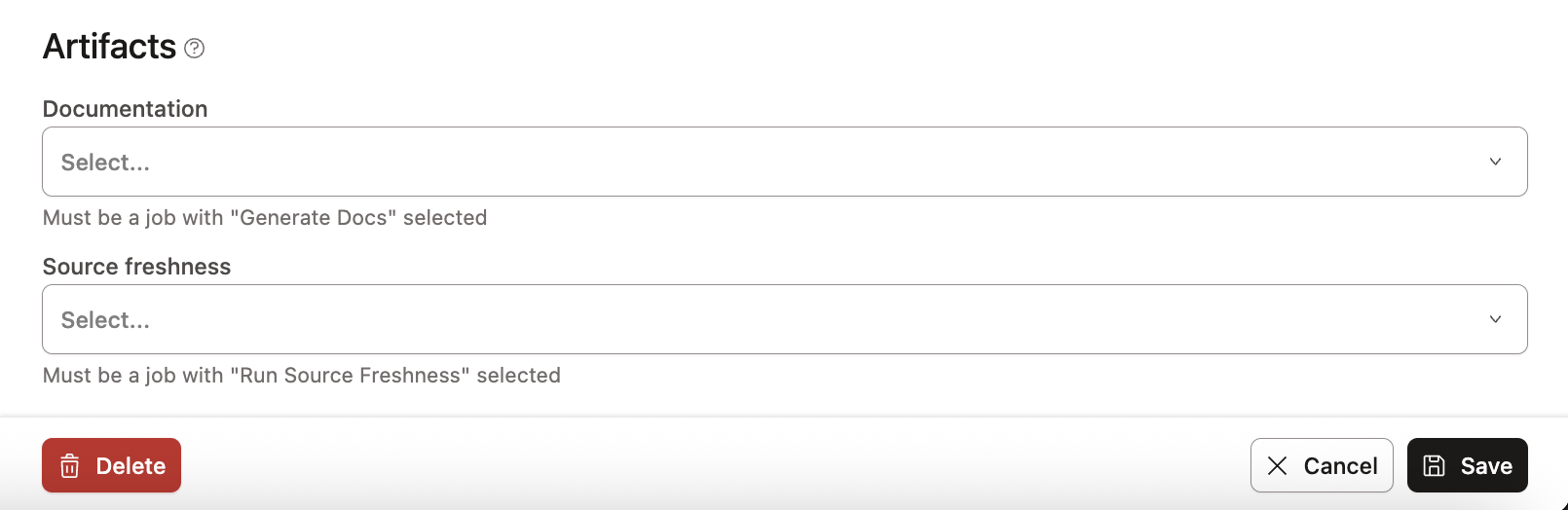 Настройка артефактов Настройка артефактов