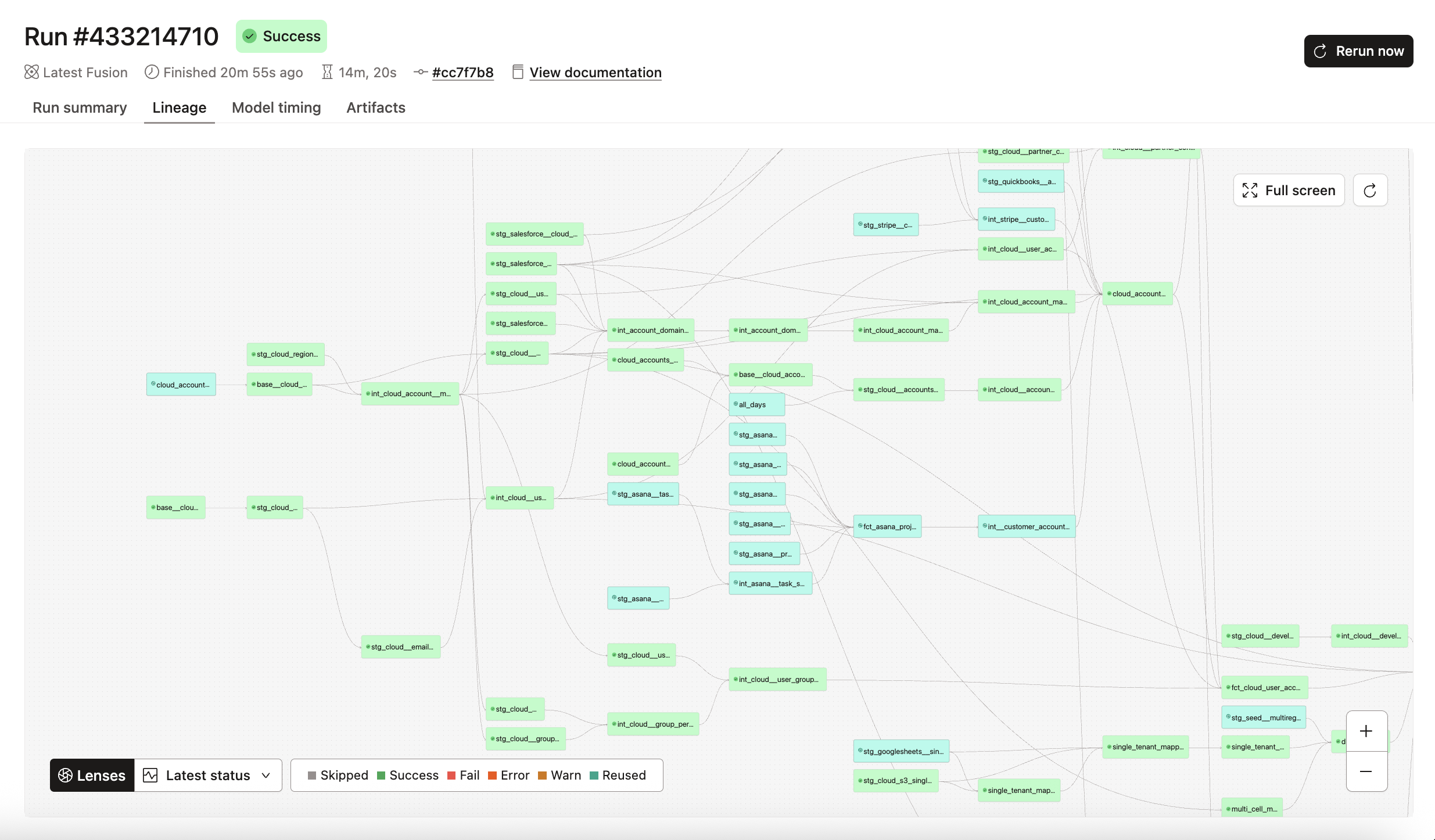 Линза Latest status с отображением повторно использованных моделей
