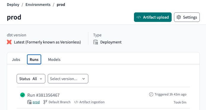 Запуск job в hybrid‑проекте с импортом артефактов