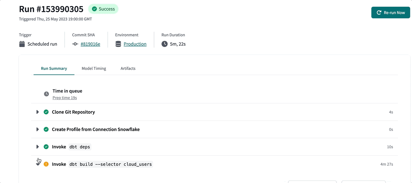 Улучшения страницы деталей запусков и логов в dbt Cloud Улучшения страницы деталей запусков и логов в dbt Cloud