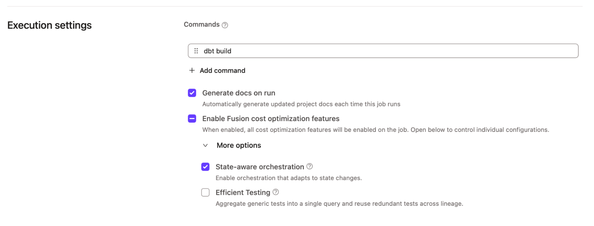 SAO легко включается через привычный экран конфигурации job.